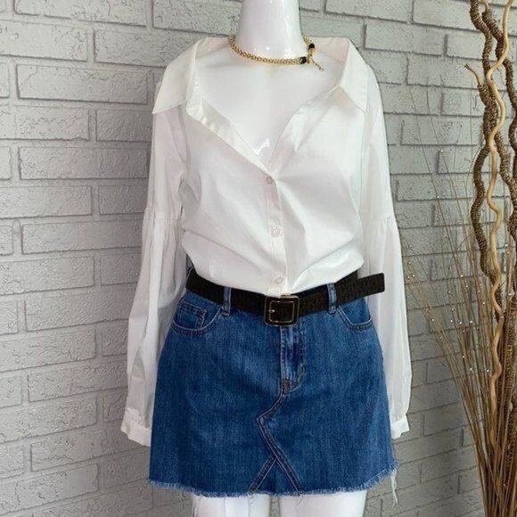 DKNY Women White Long Sleeve Button-Down Blouse Size M - Picture 1 of 9